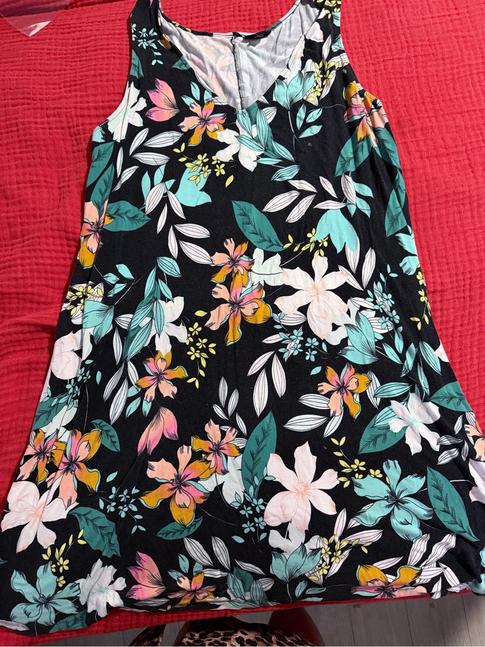 a.n.a Black A-Line Skirt with Teal, Pink & Yellow Floral Print